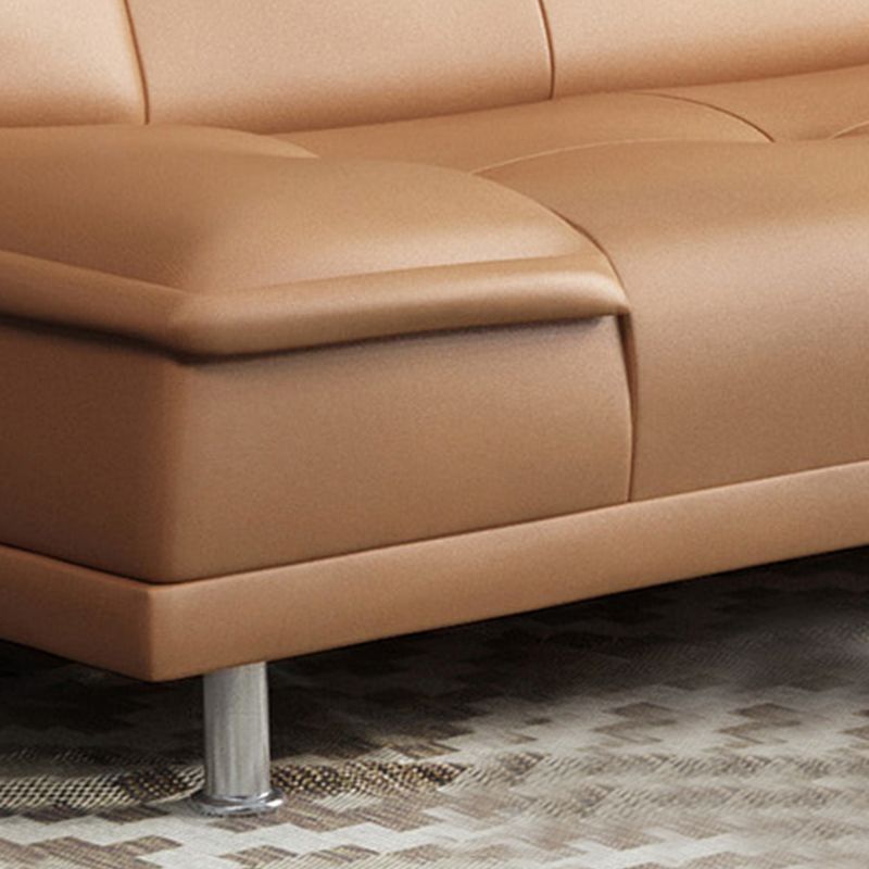 Armless Cotton Blend and Leather Convertible Contemporary Sofa Bed Clearhalo 'furn' 'furn_sofas' 'Furniture' 'furniture_sofas' 'Living Room Furniture' 'Sofa' 'sofas' 1200x1200_9a47e00b-93b4-4051-97fb-4c95f454add4