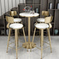 Glam Pedestal Bar Dining Table Faux Marble Cocktail Bar Table with Metal Base