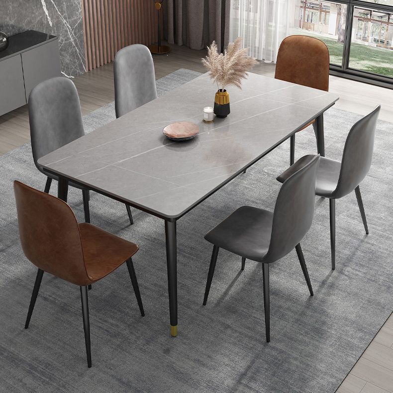 Industrial Sintered Stone Scratch Resistant Dining Table Metallic Base Rectangle Table for Home Clearhalo ' dining_table' 'Dining Tables & Seating' 'Dining Tables' 'furn' 'furn_dining_table' 'Furniture' 'furniture_dining_table' 'Kitchen & Dining Furniture' 'kitchen&dining_furn' 'kitchen' 'kitchen_dining_table' 1200x1200_9a48e9a3-1f90-4d6c-9a42-1295283a367b