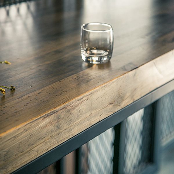 Industriële balktafel Set 1/6 stuks houten balk tafel en voetsteunbarkruk