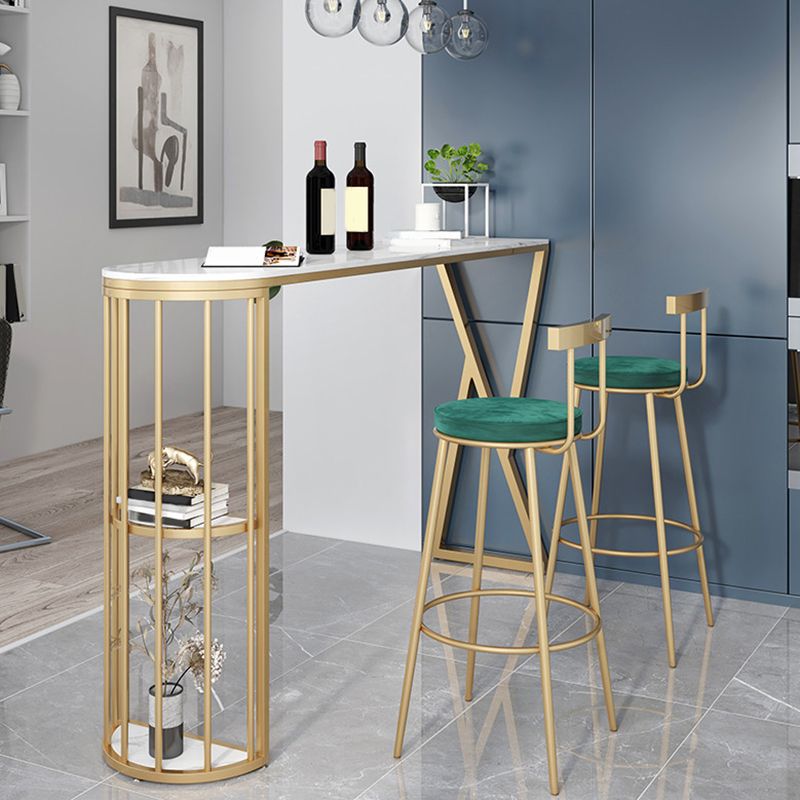 Faux Marble Bar Height Table Modern Style Bistro Pub Table with 2 Shelves Clearhalo 'Bar Furniture' 'Bar Tables' 'bar_tables' 'furn' 'furn_bar_tables' 'Furniture' 'Kitchen & Dining Furniture' 1200x1200_9a4a2b35-70ac-4dc8-83e4-3f4ec9a9ca82