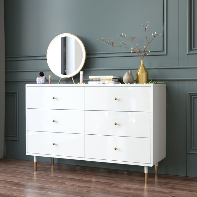 White-gold Buffet Table Wood Glam Style Kitchen Table for Dinning Room Clearhalo 'buffet_sideboard' 'Buffets & Sideboards' 'furn' 'furn_buffet_sideboard' 'Furniture' 'Kitchen & Dining Furniture' 1200x1200_9a4a96b0-1827-4d32-878e-dd6385a56243