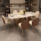 Modern Sintered Stone Dining Room Set Standard Height with Double Pedestal Base Dining Table Set Clearhalo 'Dining Room Sets' 'Dining Tables & Seating' 'dining_room_set' 'furn' 'furn_dining_room_set' 'Furniture' 'furniture_dining_room_set' 'Kitchen & Dining Furniture' 'kitchen&dining_furn' 'kitchen' 1200x1200_9a4b237b-e12c-4984-9317-4b2ad1d06fd5