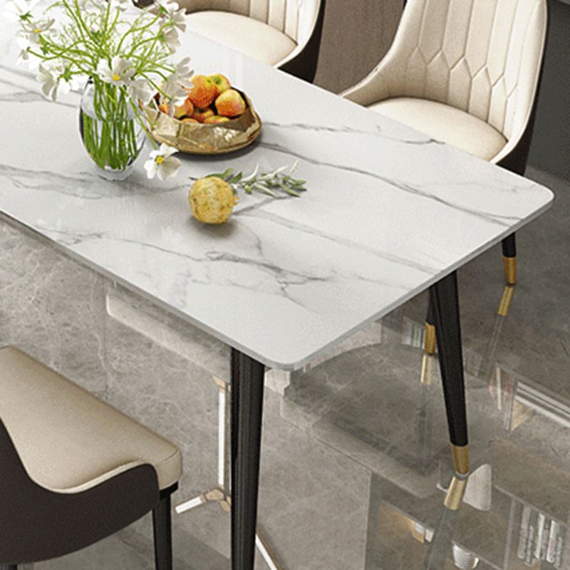 Modern Dining Rectangle Table Sintered Stone Table with Metal Legs for Kitchen Clearhalo 'Dining Tables & Seating' 'Dining Tables' 'dining_table' 'furn' 'furn_dining_table' 'Furniture' 'Kitchen & Dining Furniture' 1200x1200_9a4c95ea-cfc8-4f93-be8b-cfd3bb55c8fc