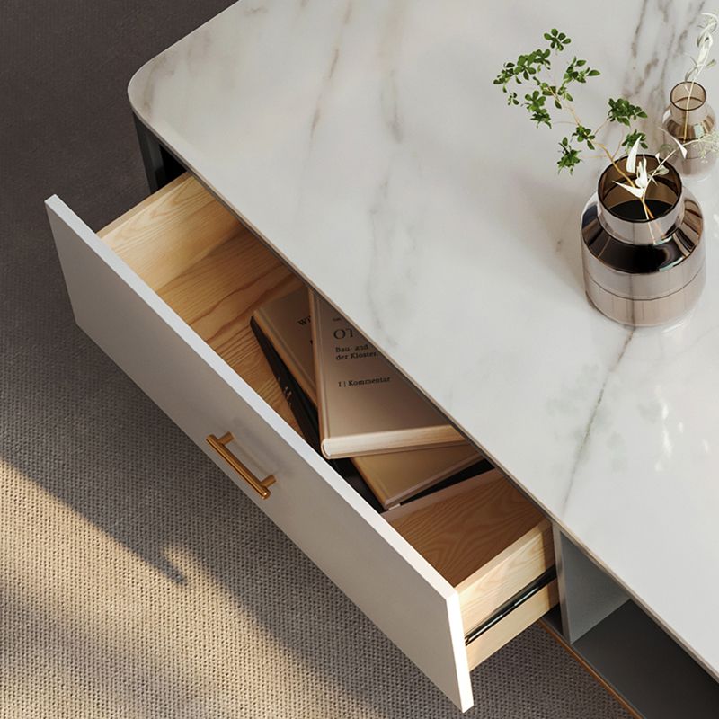 Glam 4-beiniger Couchtisch aus Schiefer, rechteckiges Couchtisch-Set für Zuhause