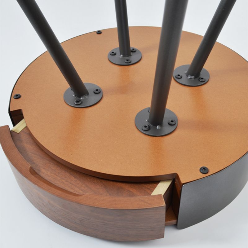 21,2 "tavolo da parte superiore in legno rotondo in legno arrotondata in metallo a 4 gambe tavolino