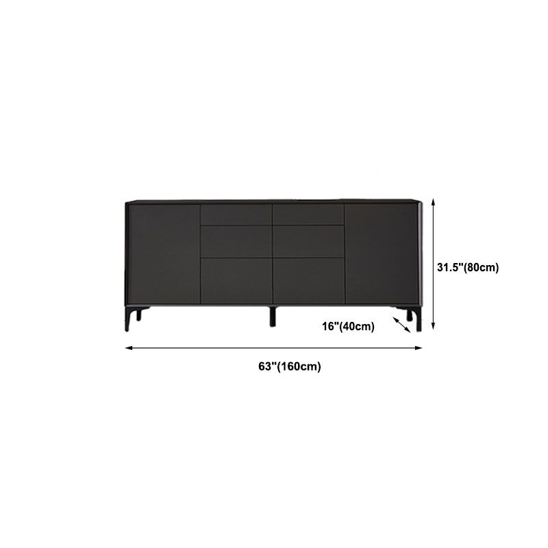 Black Buffet Sideboard Sintered Stone Top Server with Door and Drawer Clearhalo 'buffet_sideboard' 'Buffets & Sideboards' 'furn' 'furn_buffet_sideboard' 'Furniture' 'Kitchen & Dining Furniture' 1200x1200_9a55bb4f-fce8-4688-ac08-cead32853653