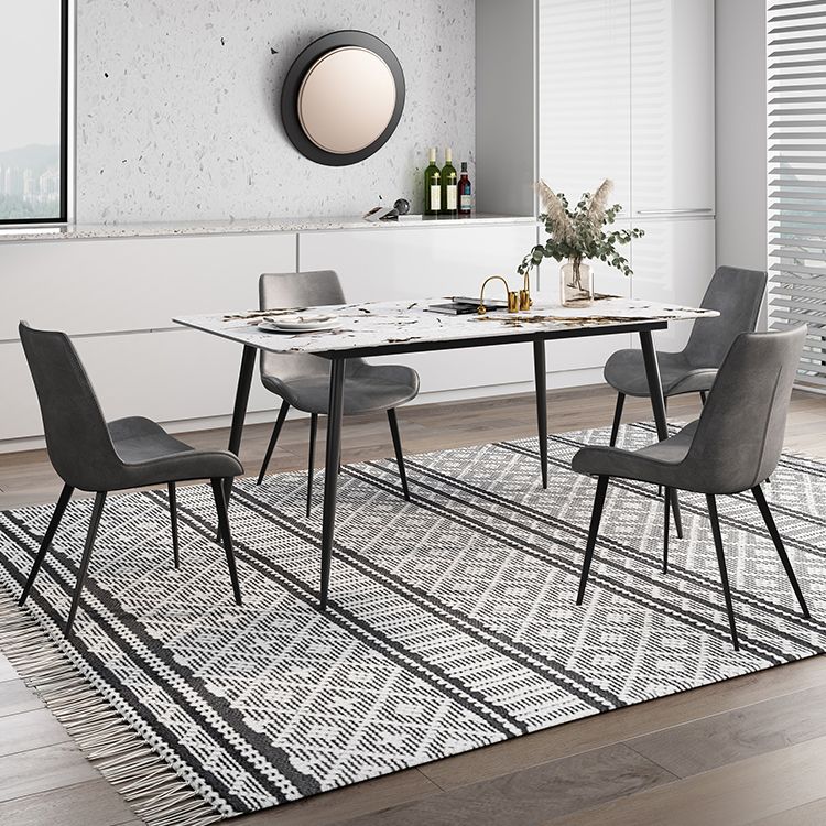 Rectangle 4 jambes Table à manger industrielle Tablette fixe de pierre frittée