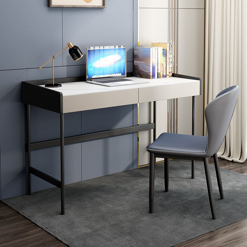 Modern Office Desk Rectangular Secretary Desk with 2 Drawers Clearhalo 'furn' 'furn_office_desk' 'Furniture' 'Office Desks' 'Office Furniture' 'office_desk' 1200x1200_9a57c3c8-fe95-4a72-a5fe-51fa5fea101e