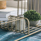 Mesa de centro rectangular Glam con 3 estantes y mesa de cóctel con tapa de mármol