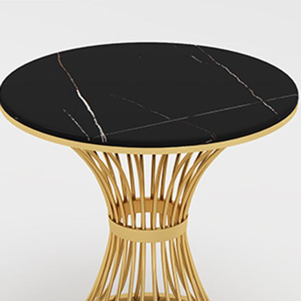 Ensemble de coin repas avec plateau en pierre noire et base en métal, ensemble de table à manger ronde moderne, 1/5 pièces