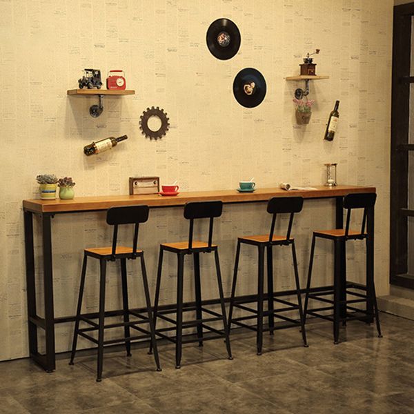 Industrial Bar Table Set  1/5/9 Pieces Rectangle Wood Counter Table with Stools for Bar