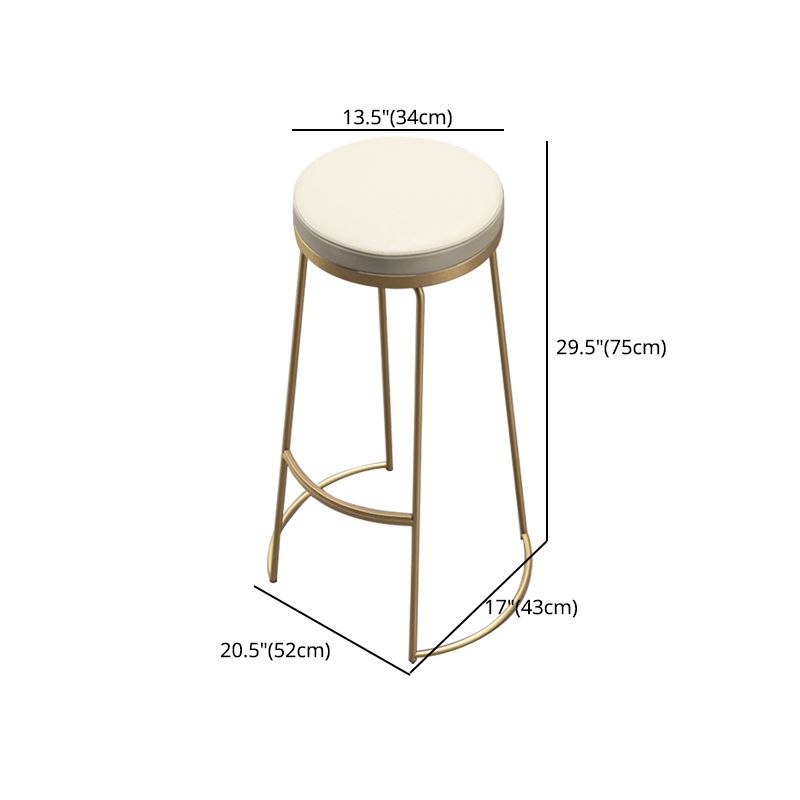 Glam Armless Backless Counter Stool Iron Bar Stool with Leather Cushion and Pedal Clearhalo 'Bar Furniture' 'Bar Stools' 'bar_stools' 'furn' 'furn_bar_stools' 'furniture_bar_stools' 'Kitchen & Dining Furniture' 'kitchen&dining_furn' 'kitchen' 'kitchen_furn' Furniture' 1200x1200_9a5b1765-fa2a-42fc-b343-fb17030a9f26