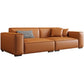 Contemporary Faux Leather Solid Color Square Arm Sofa For Living Room
