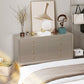 Contemporary Horizontal Double Dresser White/Silver Dresser with Storage for Home