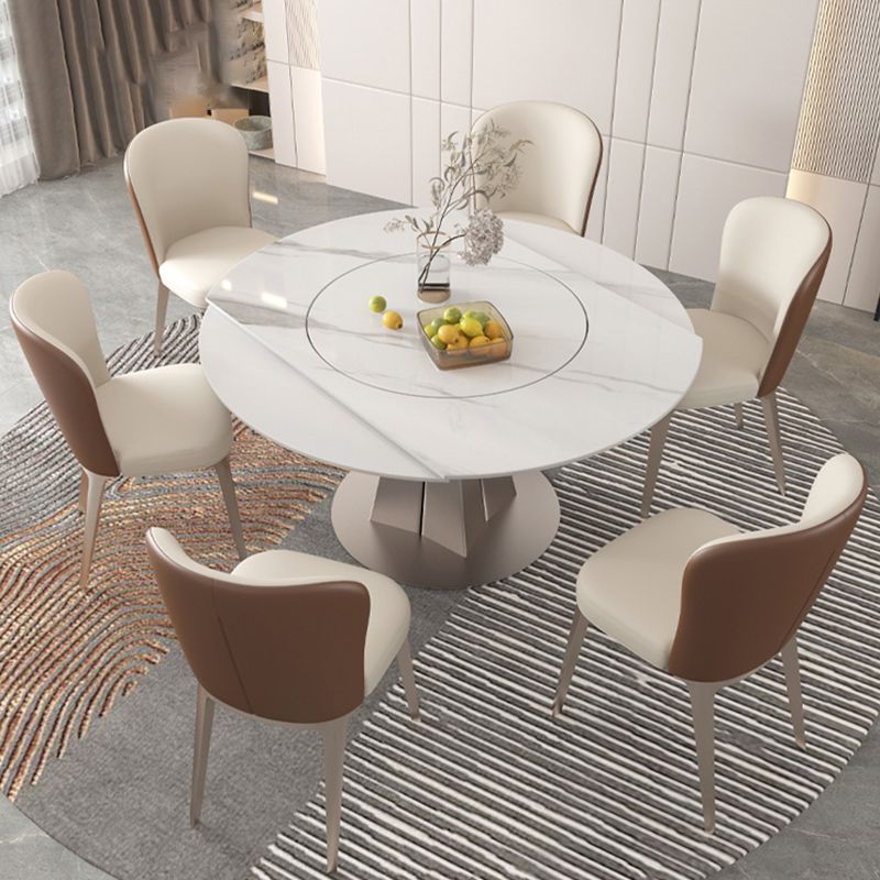 Modern Round Sintered Stone Table Set 1/4/5/7/9 Pieces Dining Set Clearhalo 'Dining Room Sets' 'Dining Tables & Seating' 'dining_room_set' 'furn' 'furn_dining_room_set' 'Furniture' 'Kitchen & Dining Furniture' 1200x1200_9a5da30b-465d-4b07-bcde-a6206a1899a0