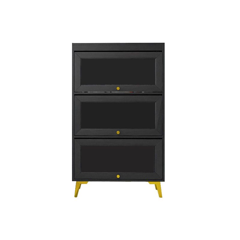 Modern 11.81" W Wooden Side Cabinet with Glass Doors in Black Clearhalo 'Cabinets & Chests' 'cabinets_chests' 'furn' 'furn_cabinets_chests' 'Furniture' 'Living Room Furniture' 1200x1200_9a5e6e7c-18de-45c7-a5eb-e935c89e737d