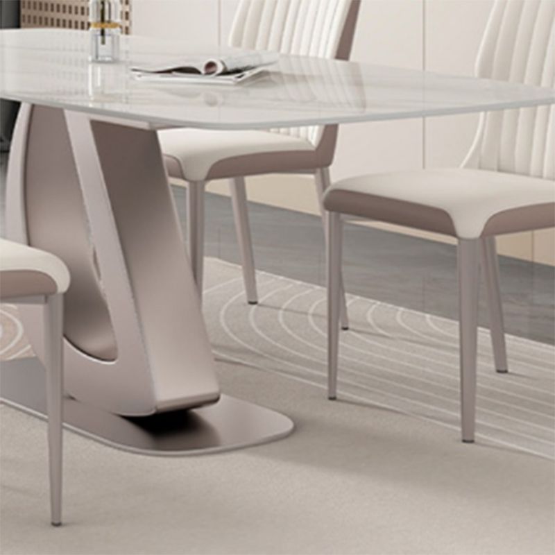 Glam eettafel, rechthoekige stenen eetkamertafel in wit