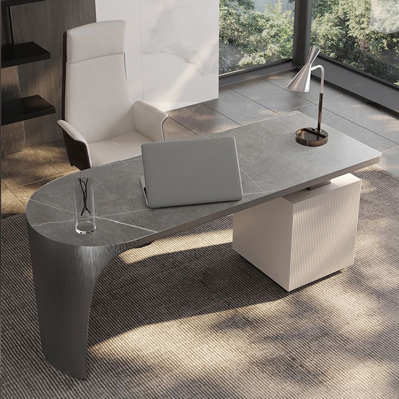 Descripción de oficina de la oficina de acabado antiguo escritorio de computadora glamoroso con 2 cajones de almacenamiento