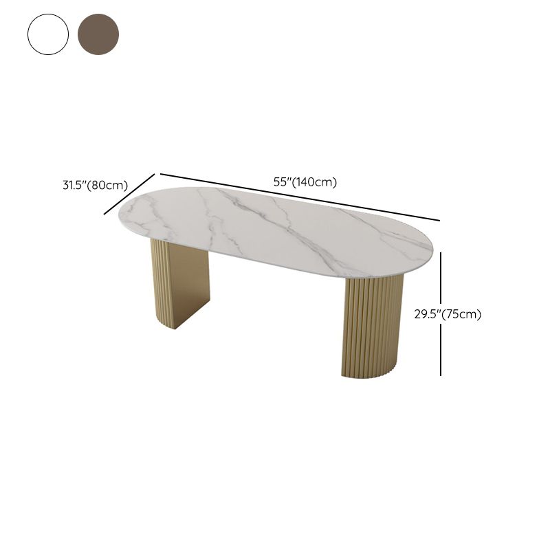 Ovale Form fester Esstisch Luxus Doppelpodesttisch für Esszimmer