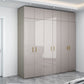 Engineered Wood Armoire Modern Mirrored Grey Wardrobe Closet with Garment Rod