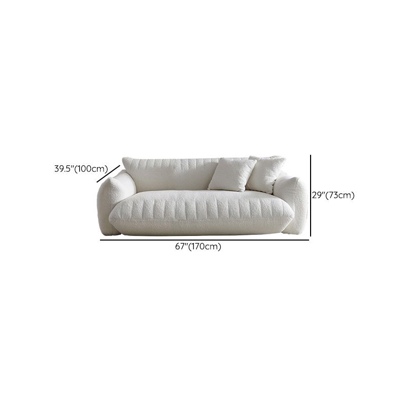 Modern 28.74" H Wool Recessed Arm Sofa in White for Living Room