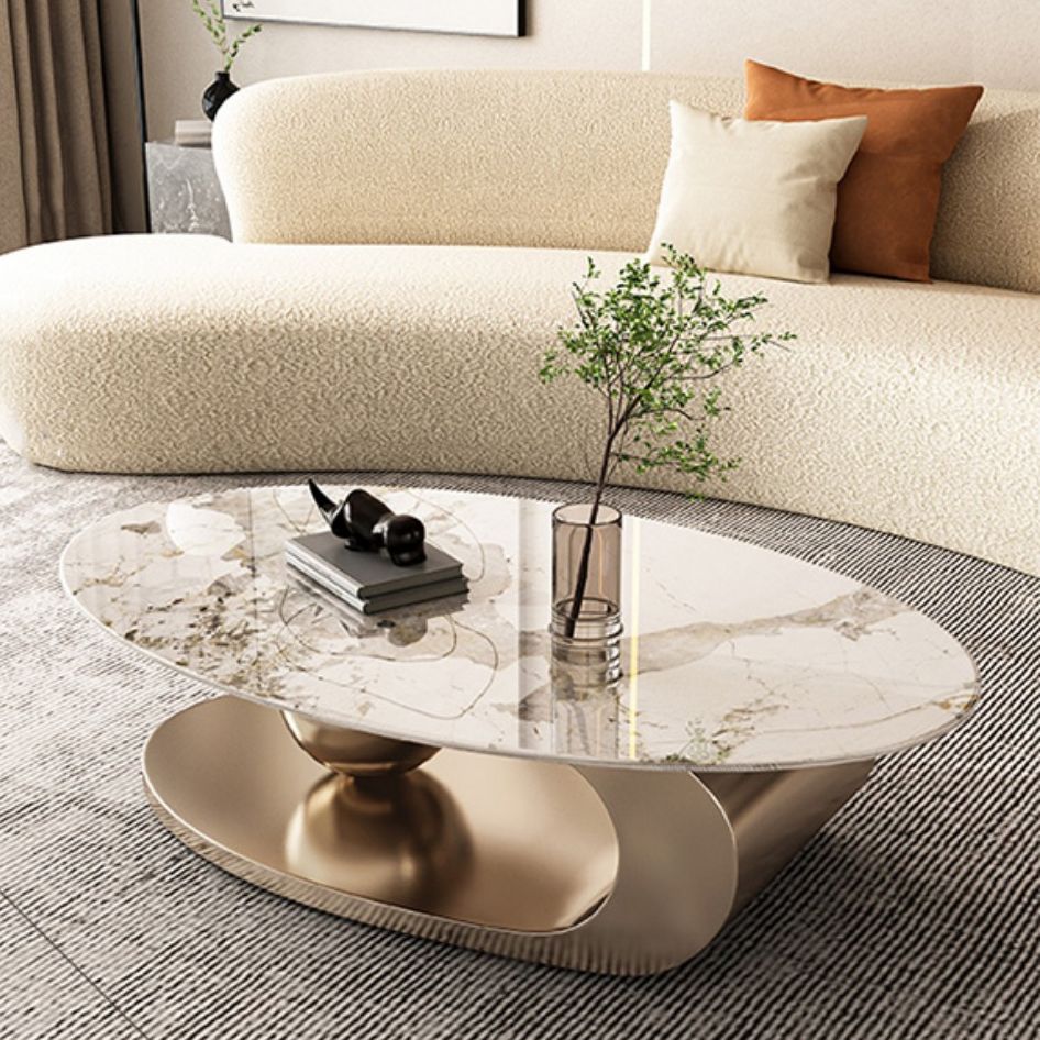 Stone Oval Contemporary Coffee Table Single Pedestal Coffee Table Clearhalo 'Coffee & Accent Tables' 'Coffee Tables' 'coffee_tables' 'furn' 'furn_coffee_tables' 'Furniture' 'Living Room Furniture' 1200x1200_9a631b3d-e3f8-4627-9b09-aa35ed19259b