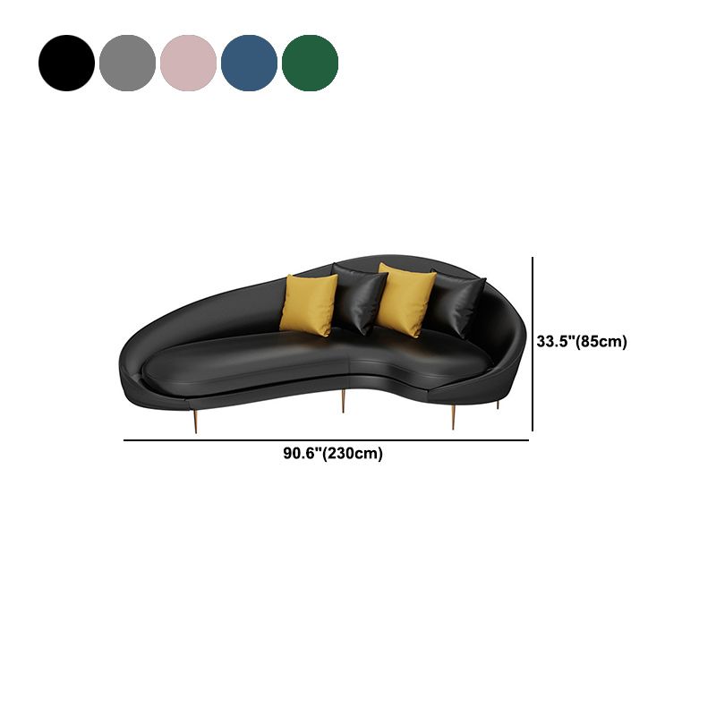 Contemporary Sloped Arm Sofa Velvet Curved Sofa for Living Room, Apartment