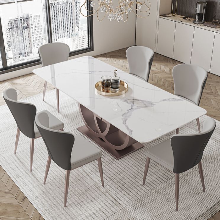 Designer Style Sintered Stone Dining Set Rectangle 1/3/4/7 Pieces Dining Room Table Set Clearhalo 'Dining Room Sets' 'Dining Tables & Seating' 'dining_room_set' 'furn' 'furn_dining_room_set' 'Furniture' 'furniture_dining_room_set' 'Kitchen & Dining Furniture' 1200x1200_9a65b3ed-99d1-4540-96aa-0cc62419934a