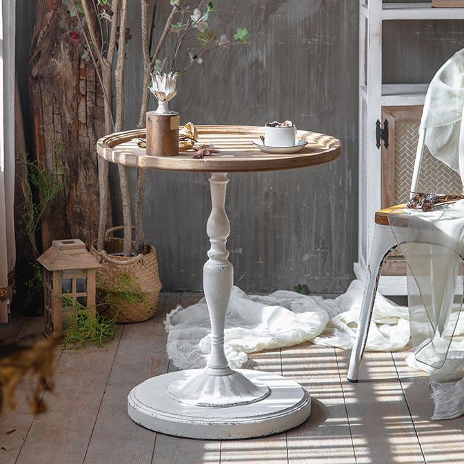 French Country Stylepedestal Base Design Circular Old Solid Wood Table Side Table