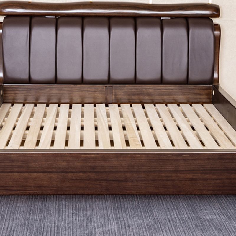 Solid Wood Standard Bed Walnut Bed Frame with Custom Gold Legs