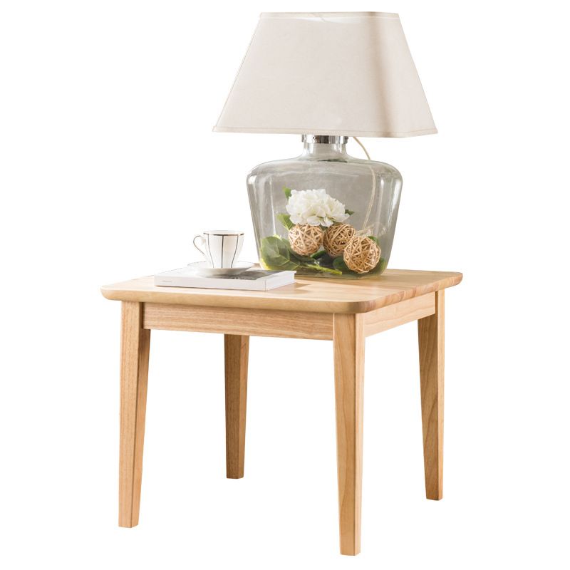 Modern Square End Table Solid Wood Top 4 Legs Sofa End Side Table