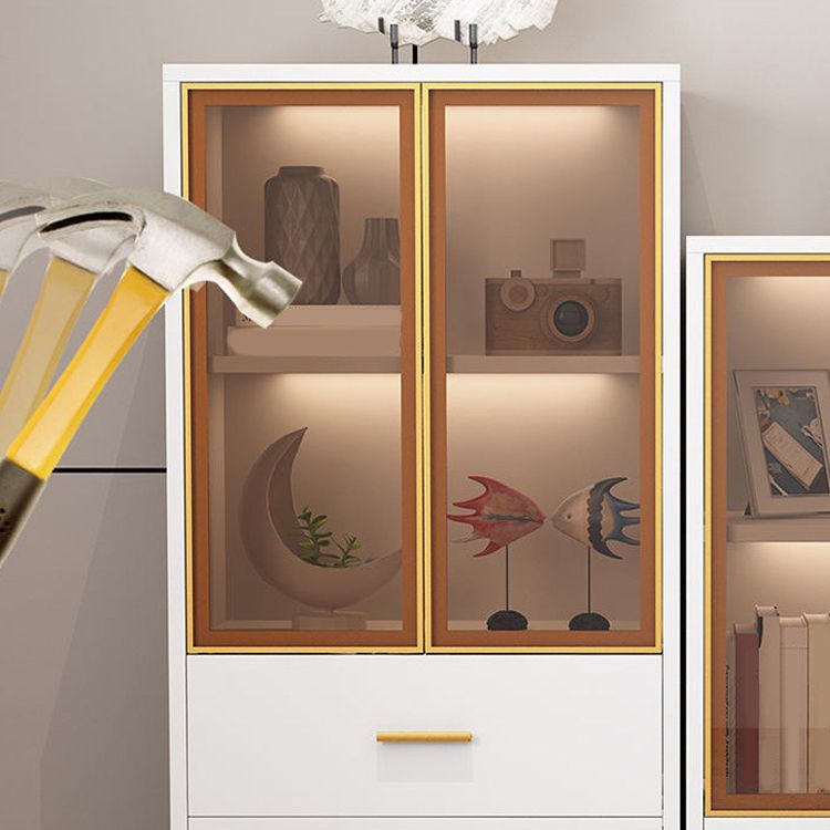 Glam Glass Door Server Wood Dinner Server Cabinet without LED Lights Clearhalo 'buffet_sideboard' 'Buffets & Sideboards' 'furn' 'furn_buffet_sideboard' 'Furniture' 'Kitchen & Dining Furniture' 1200x1200_9a67ec74-b131-4625-a574-151c5049eae0