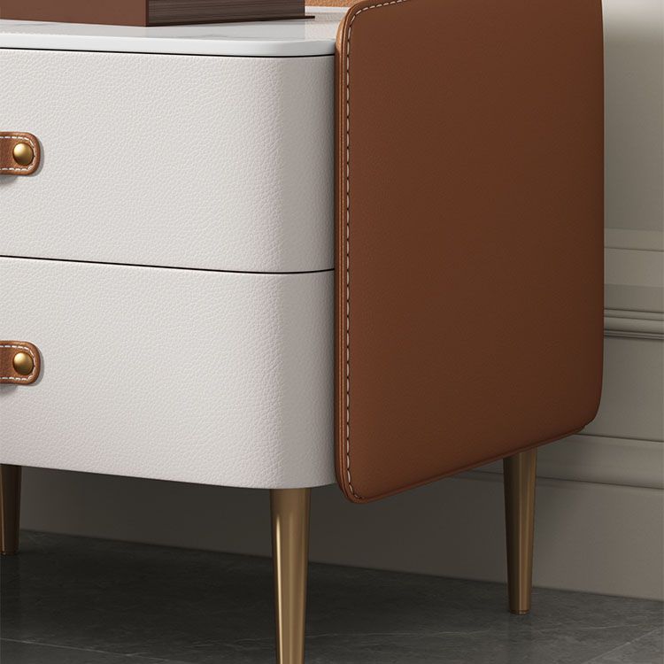 Modernisme 2 laden nachttafel gouden/zwarte benen bed nachtkastje voor slaapkamer