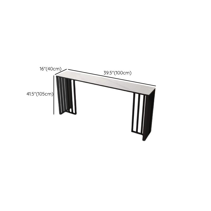 Metal Double pedestal Bar Table Modern Rectangle Bar Height Table Clearhalo 'Bar Furniture' 'Bar Tables' 'bar_tables' 'furn' 'furn_bar_tables' 'Furniture' 'Kitchen & Dining Furniture' 1200x1200_9a6aaabf-8693-4898-b742-7b33a5bba326