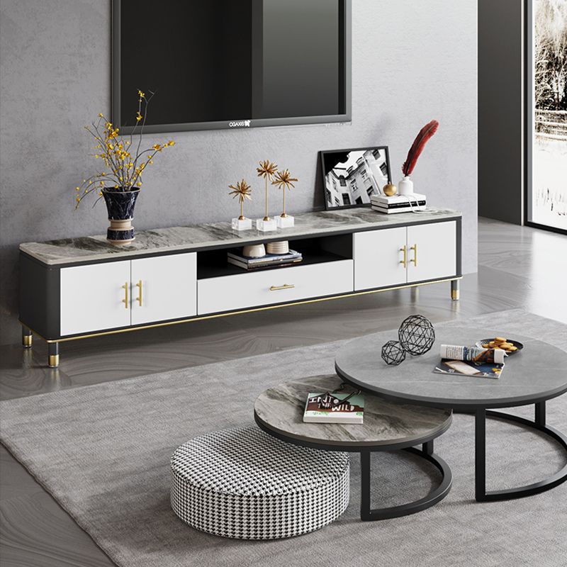 Modern Stone TV Media Stand Wooden Open Shelving 16" W TV Stand with Splayed Legs Clearhalo 'furn' 'furn_tv_stands_entertainment_centers' 'Furniture' 'Living Room Furniture' 'TV Stands & Entertainment Centers' 'TV Stands & Media Storage Furniture' 'tv_stands_entertainment_centers' 1200x1200_9a6d322c-dfb4-4553-b0e8-0767d7246597