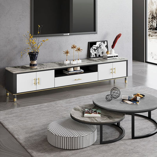 Modern Stone TV Media Stand Wooden Open Shelving 16" W TV Stand with Splayed Legs Clearhalo 'furn' 'furn_tv_stands_entertainment_centers' 'Furniture' 'Living Room Furniture' 'TV Stands & Entertainment Centers' 'TV Stands & Media Storage Furniture' 'tv_stands_entertainment_centers' 1200x1200_9a6d322c-dfb4-4553-b0e8-0767d7246597