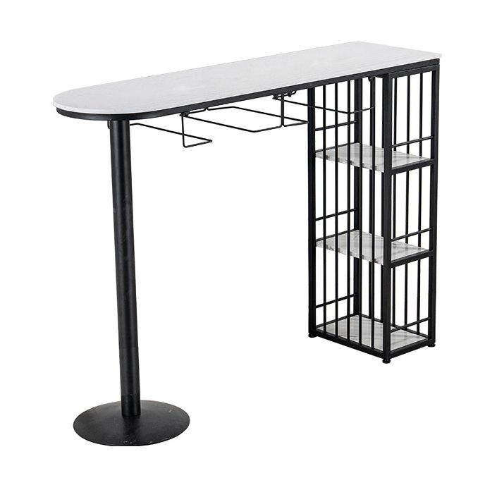 Table de bar Glam Free Form Table en marbre blanc avec rangement pour salon