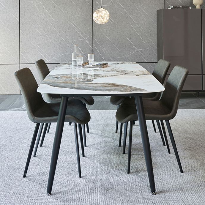 Industrial Sintered Stone Dining Table 4 Legs Carbon Steel Base Rectangle Table for Home Clearhalo ' dining_table' 'Dining Tables & Seating' 'Dining Tables' 'furn' 'furn_dining_table' 'Furniture' 'furniture_dining_table' 'Kitchen & Dining Furniture' 'kitchen&dining_furn' 'kitchen' 'kitchen_dining_table' 1200x1200_9a6d96df-3119-4072-94c5-3d54fba0be99