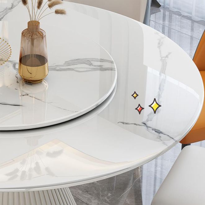 Stone Round Dining Table Contemporary Style Dining Site Table with Turntable Clearhalo 'Dining Tables & Seating' 'Dining Tables' 'dining_table' 'furn' 'furn_dining_table' 'Furniture' 'Kitchen & Dining Furniture' 1200x1200_9a6de4e8-ca34-40a5-ba8a-1176b6560051