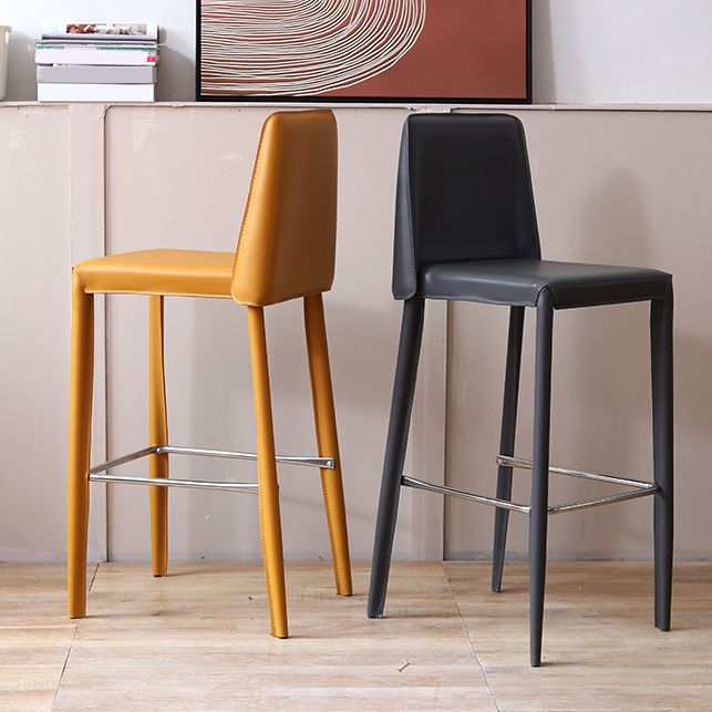 Tabouret de bar moderne avec dossier en cuir, tabouret de comptoir pour salon
