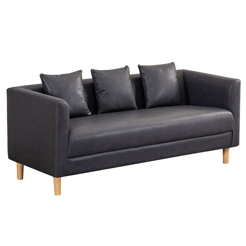 Faux Leather 3-seater  Sofa Tuxedo Arm Stain Resistant 23.62" Wide