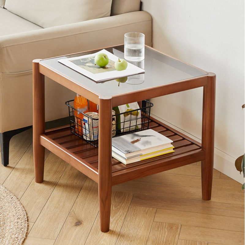 Modern Style Cocktail Table Beech Frame Glass Top Square/rectangular Coffee Table