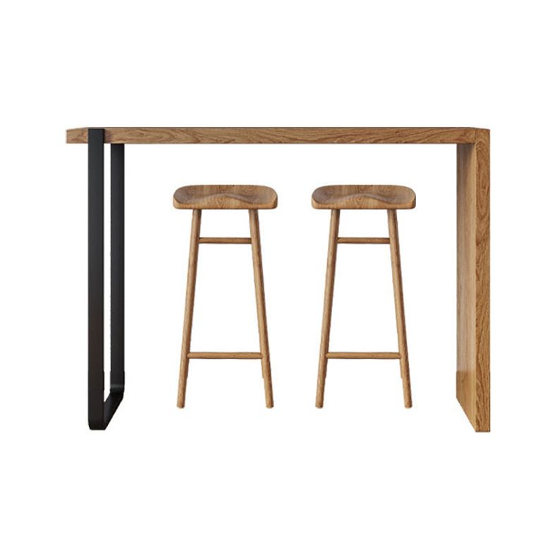 Living Room Wood Bar Table 42-inch Height Metal Base Bistro Table, Only Table Clearhalo 'Bar Furniture' 'Bar Tables' 'bar_tables' 'furn' 'furn_bar_tables' 'Furniture' 'furniture_bar_tables' 'Kitchen & Dining Furniture' 1200x1200_9a731b7d-755a-41f4-9161-ff4143e7968c