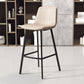 Taburete de bar sin brazos con respaldo Glam, taburete de bar de cocina de hierro con cojín de cuero y pedal