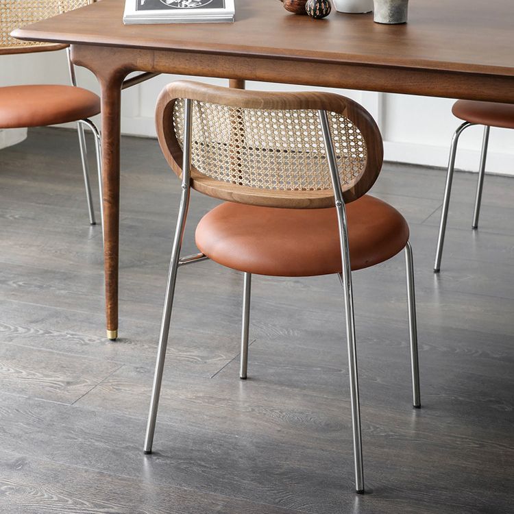 Contemporary Armless Chair Matte Finish Leather Curved Open Back Chair for Patio Clearhalo ' kitchen&dining_furn' 'Dining Chairs' 'Dining Tables & Seating' 'dining_chair' 'furn' 'furn_dining_chair' 'Furniture' 'furniture_dining_chair' 'Kitchen & Dining Furniture' 'kitchen' 1200x1200_9a78eb79-d648-4534-b0df-6b1e815b135c