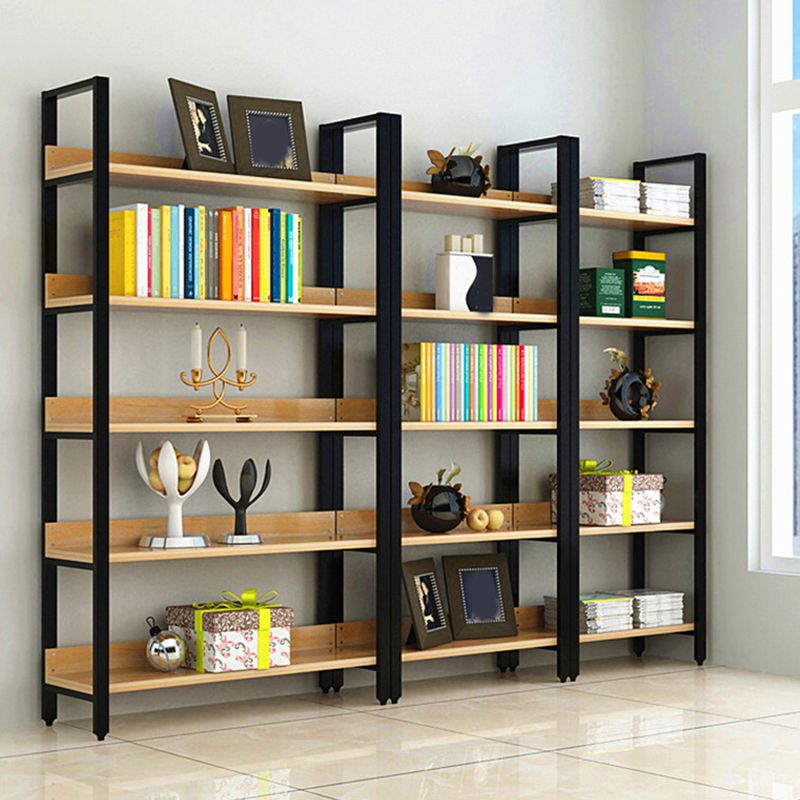 Vertical Industrial Etagere Bookshelf Steel Frame Solid Wood Shelf Bookshelf Clearhalo 'Bookcases' 'furn' 'furn_bookcases' 'Furniture' 'furniture_bookcases' 'kitchen' 'kitchen_bookcases' 'Living Room Furniture' 'Office Furniture' 1200x1200_9a7ae215-a2a2-4d6d-861a-969f6da3dd3c