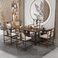 Industrial Elm Wood Dining Table Rectangle Table in Brown with Trestle Base Clearhalo ' dining_table' 'Dining Tables & Seating' 'Dining Tables' 'furn' 'furn_dining_table' 'Furniture' 'furniture_dining_table' 'Kitchen & Dining Furniture' 'kitchen&dining_furn' 'kitchen' 'kitchen_dining_table' 1200x1200_9a7bf377-fd89-4b19-8265-715ec0ad8e85