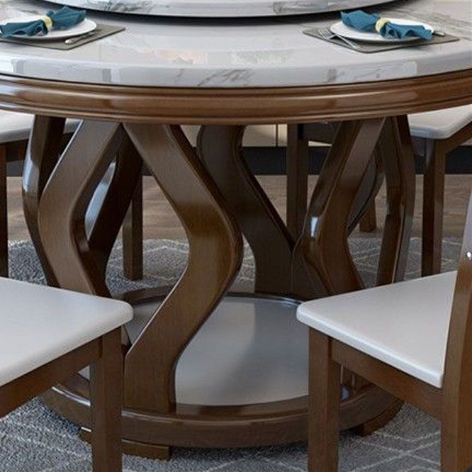 Solid Wood Base Table Convertible Dining Table for Kitchen Dining Room