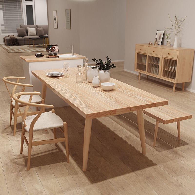Glam Table à manger rectangulaire en bois avec pieds en bois pour usage domestique